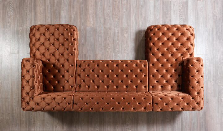 Neva Orange Velvet Double Chaise 138" Sectional [ETA: 8/20]