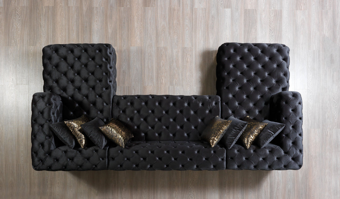Neva Black Velvet Double Chaise 138" Sectional [ETA: 8/20]