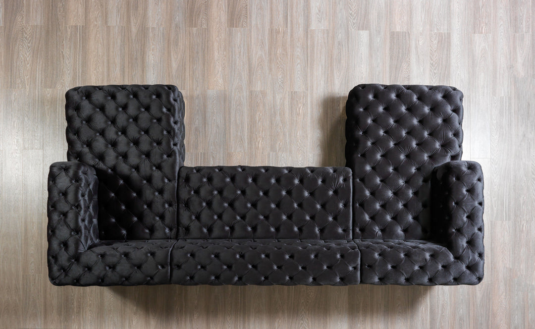 Neva Black Velvet Double Chaise 138" Sectional [ETA: 8/20]