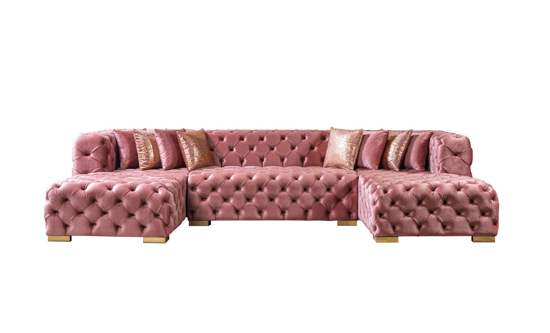 Neva Pink Velvet Double Chaise 138" Sectional[ETA: 8/20]