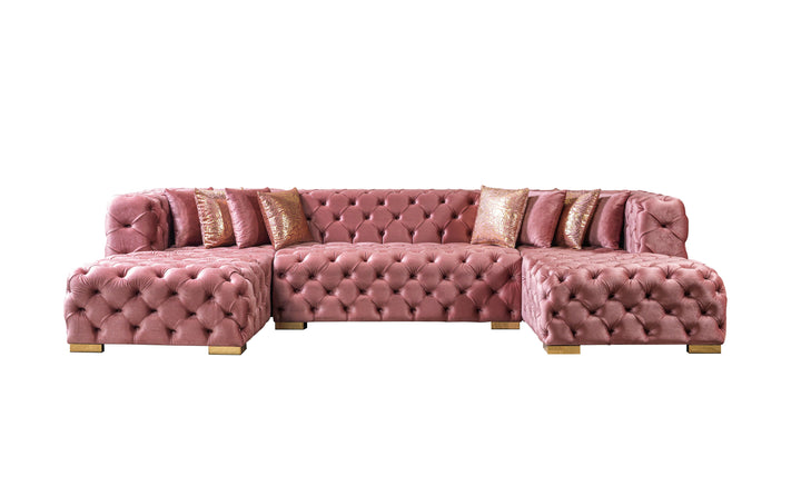Neva Pink Velvet Double Chaise 138" Sectional[ETA: 8/20]