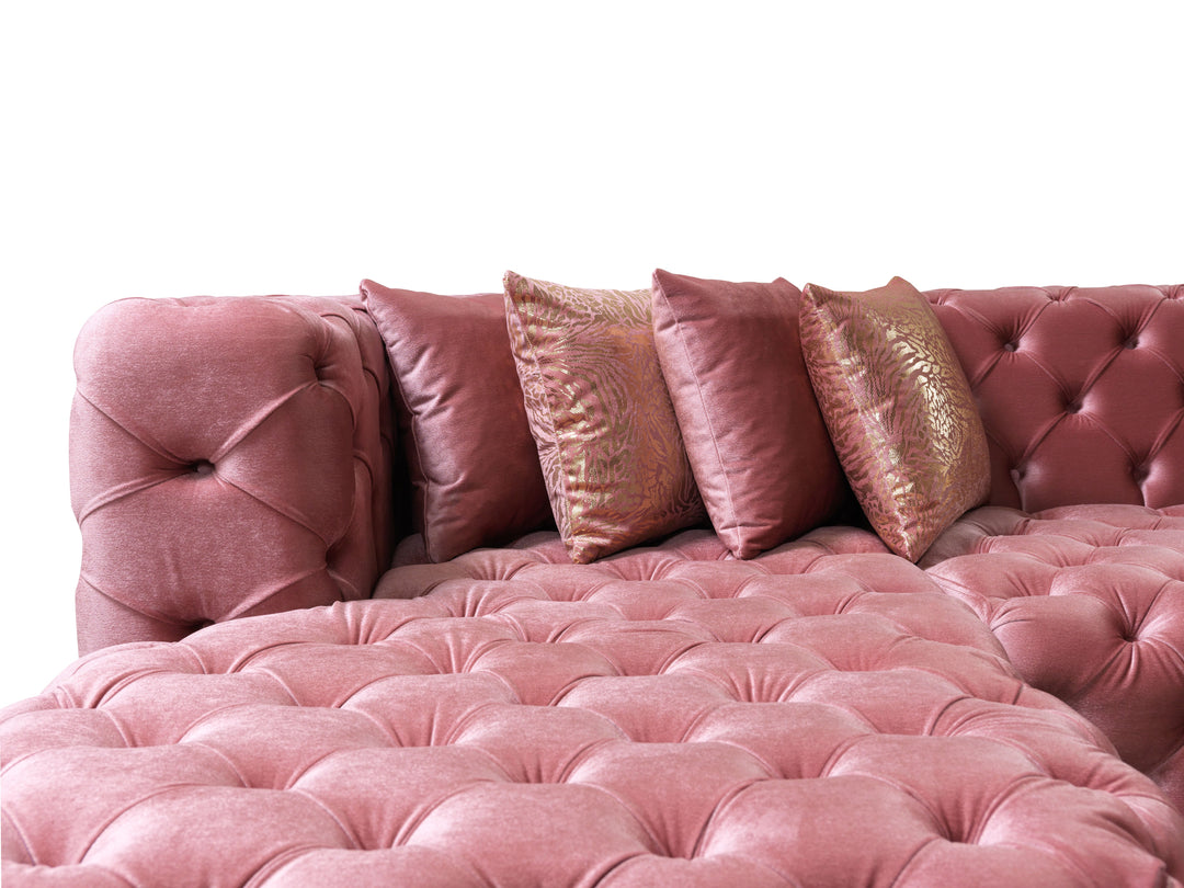 Neva Pink Velvet Double Chaise 138" Sectional[ETA: 8/20]