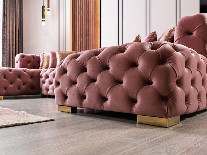 Neva Pink Velvet Double Chaise 138" Sectional[ETA: 8/20]