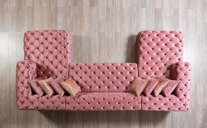 Neva Pink Velvet Double Chaise 138" Sectional[ETA: 8/20]