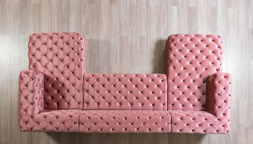 Neva Pink Velvet Double Chaise 138" Sectional[ETA: 8/20]