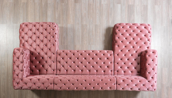 Neva Pink Velvet Double Chaise 138" Sectional[ETA: 8/20]
