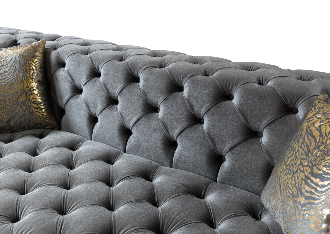 Neva Gray Velvet Double Chaise 138" Sectional [ETA: 8/20]