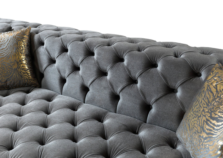 Neva Gray Velvet Double Chaise 138" Sectional [ETA: 8/20]