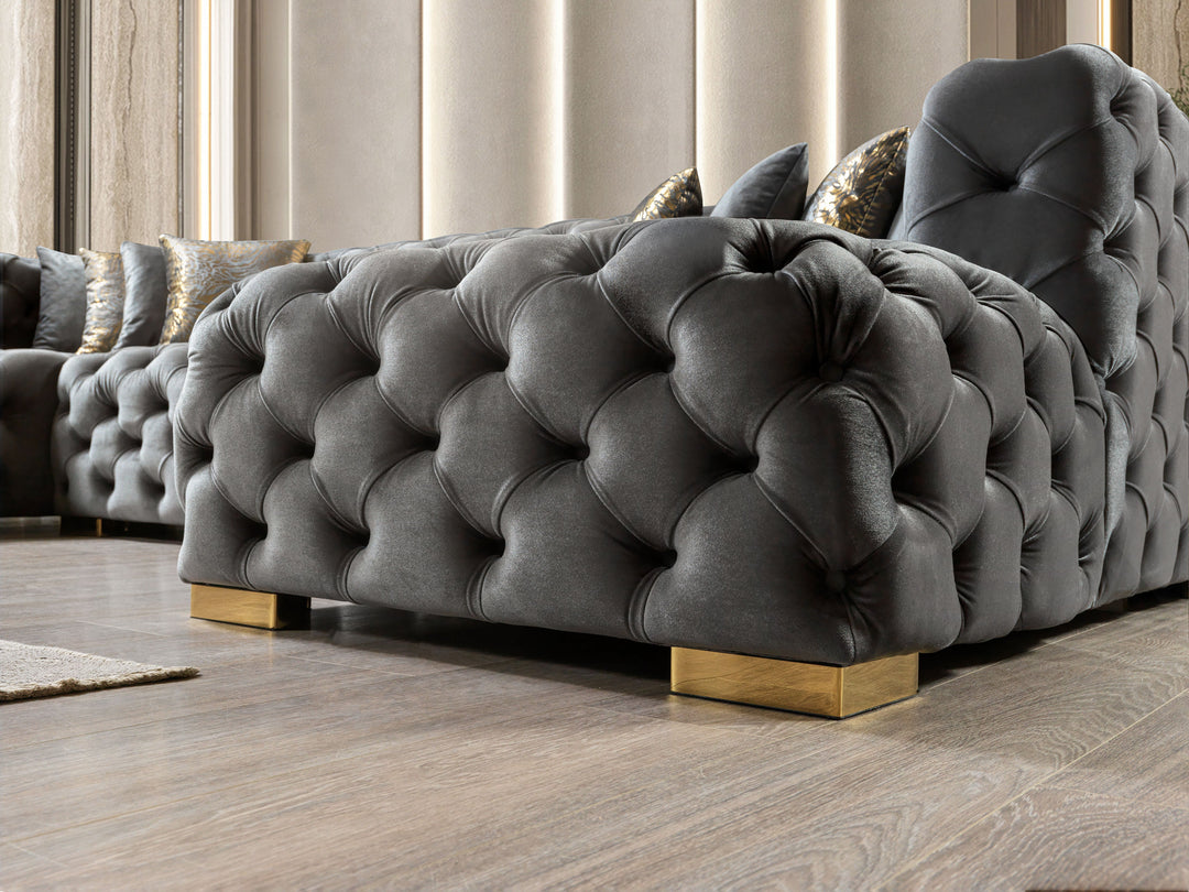 Neva Gray Velvet Double Chaise 138" Sectional [ETA: 8/20]