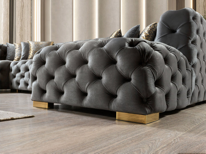 Neva Gray Velvet Double Chaise 138" Sectional [ETA: 8/20]