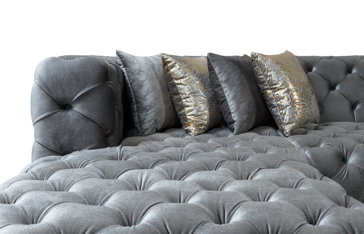 Neva Gray Velvet Double Chaise 138" Sectional [ETA: 8/20]