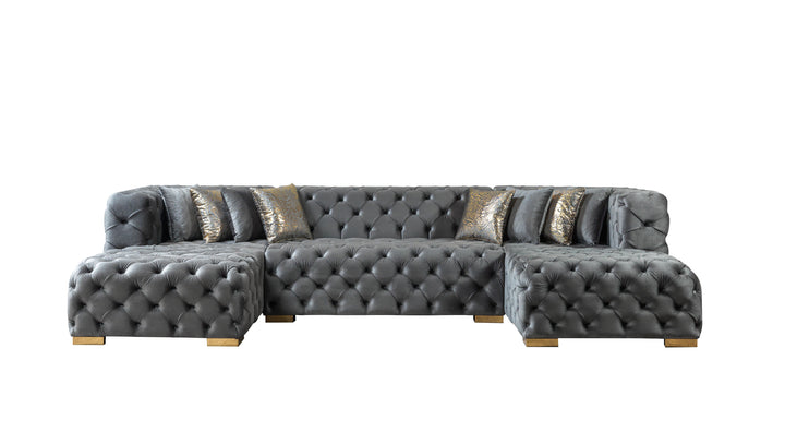 Neva Gray Velvet Double Chaise 138" Sectional [ETA: 8/20]