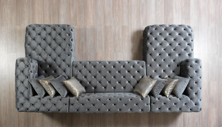 Neva Gray Velvet Double Chaise 138" Sectional [ETA: 8/20]