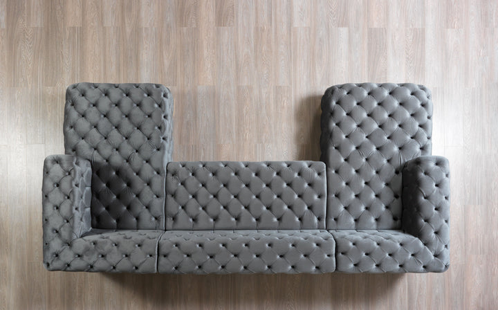 Neva Gray Velvet Double Chaise 138" Sectional [ETA: 8/20]