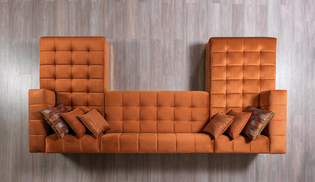 Elisha Orange Velvet Double Chaise 130" Sectional [ETA: 10/10]