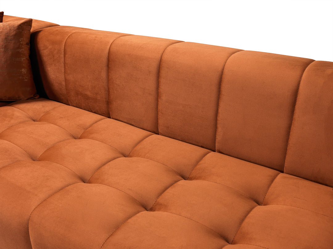 Elisha Orange Velvet Double Chaise 130" Sectional [ETA: 10/10]