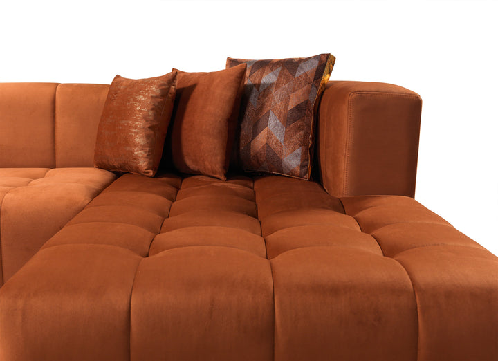 Elisha Orange Velvet Double Chaise 130" Sectional [ETA: 10/10]