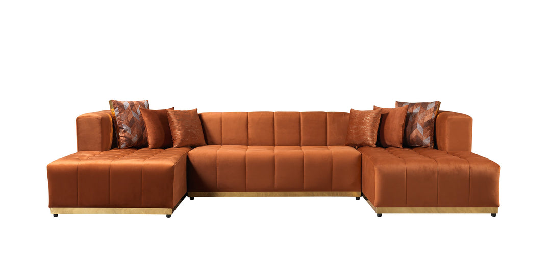 Elisha Orange Velvet Double Chaise 130" Sectional [ETA: 10/10]