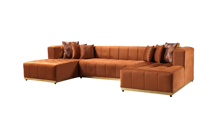 Elisha Orange Velvet Double Chaise 130" Sectional [ETA: 10/10]