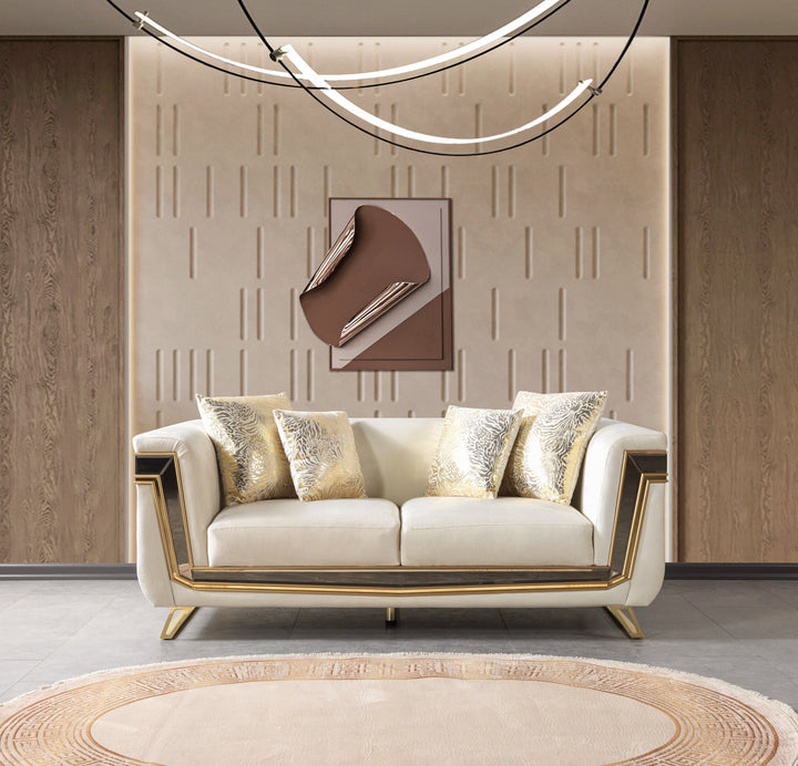 Anica Ivory Velvet Sofa 92" &amp; Loveseat 76"