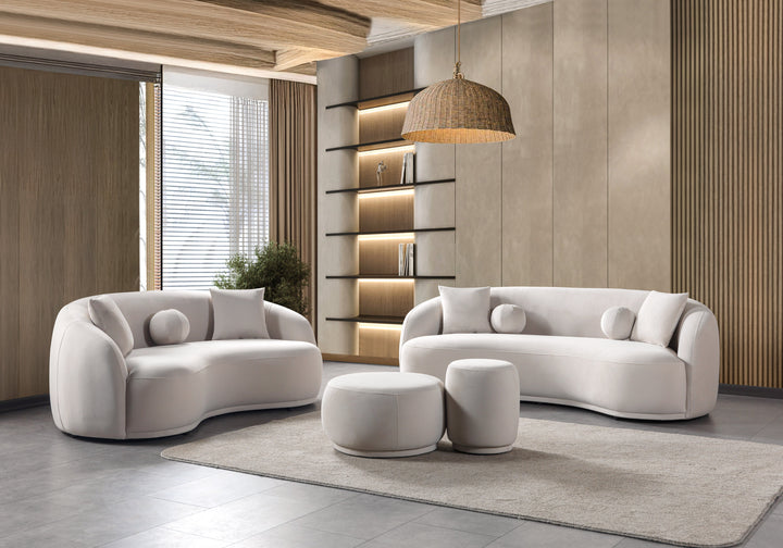 Bonita Ivory Velvet Sofa 91" &amp; Loveseat 81"