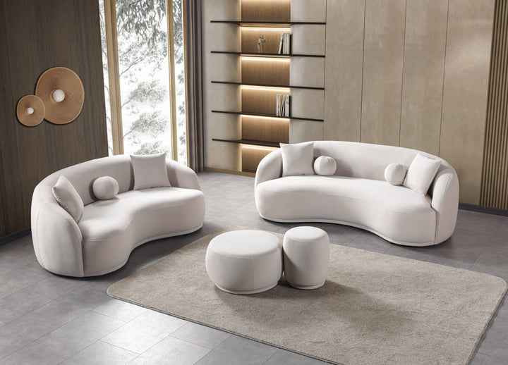 Bonita Ivory Velvet Sofa 91" &amp; Loveseat 81"