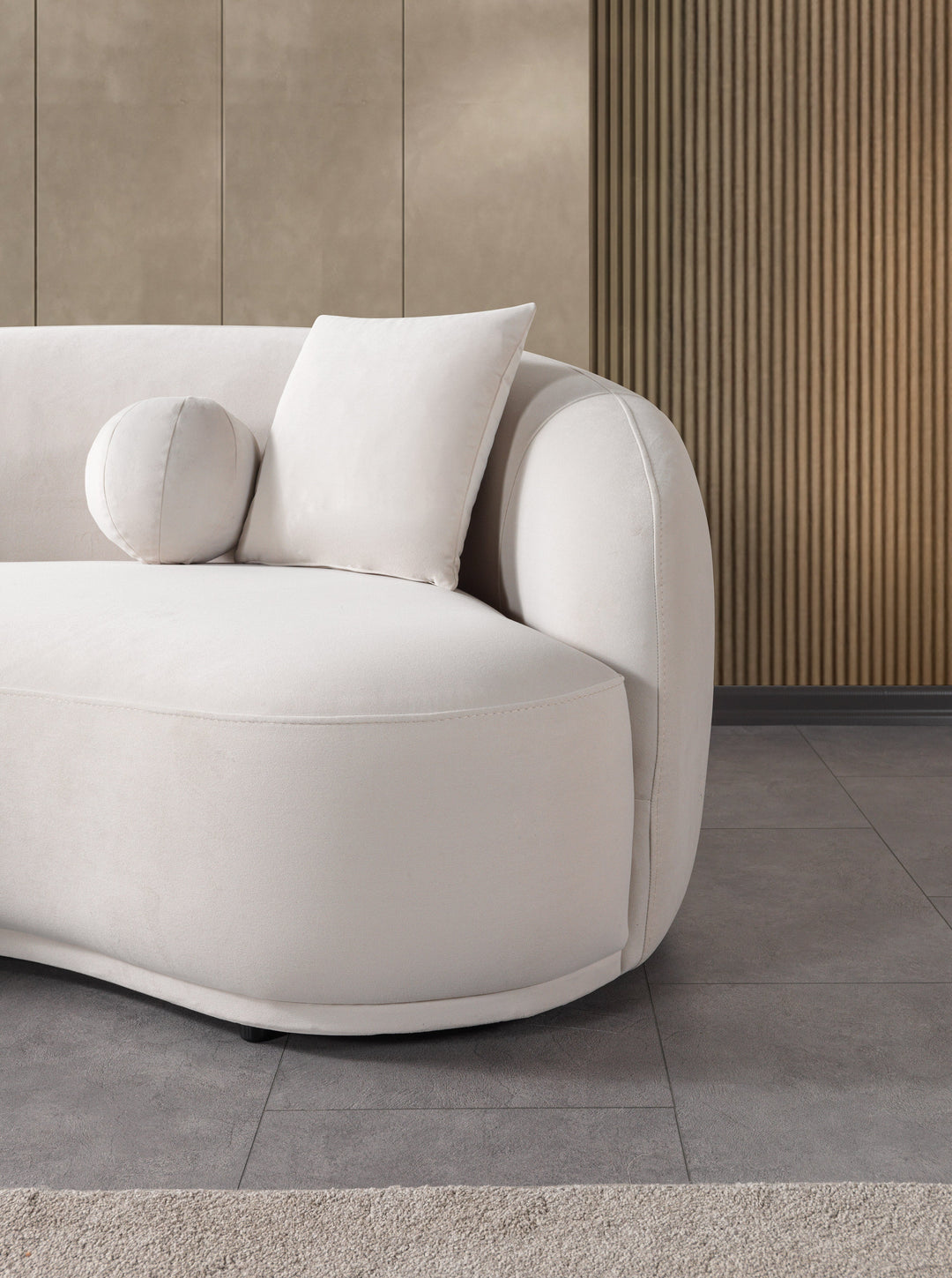 Bonita Ivory Velvet Sofa 91" &amp; Loveseat 81"