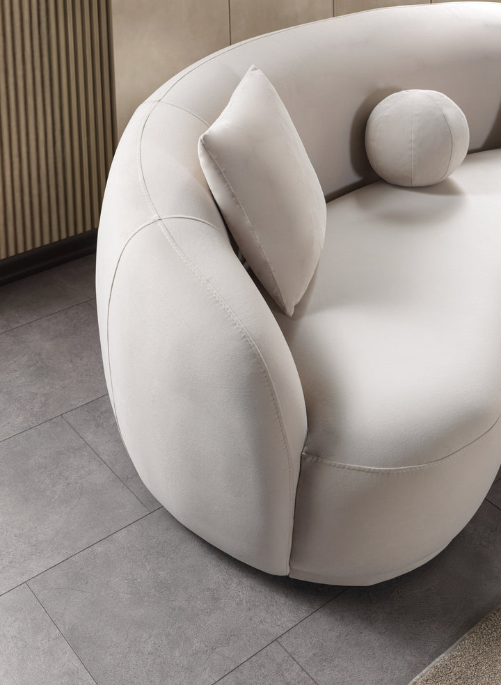 Bonita Ivory Velvet Sofa 91" &amp; Loveseat 81"