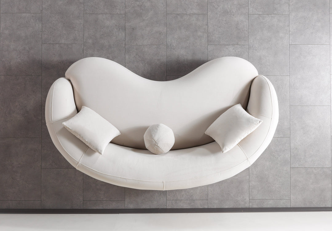 Bonita Ivory Velvet Loveseat 81"
