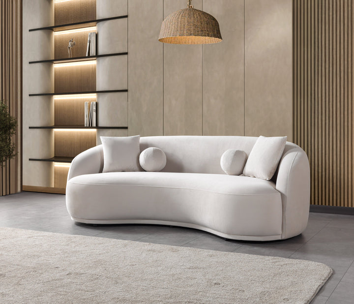 Bonita Ivory Velvet Sofa 91" &amp; Loveseat 81"