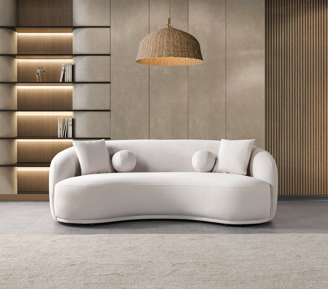 Bonita Ivory Velvet Sofa 91" &amp; Loveseat 81"