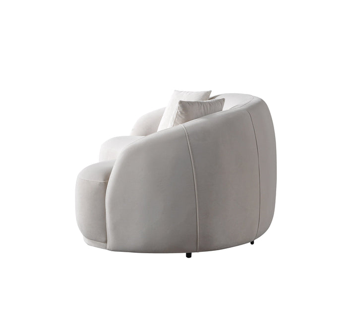 Bonita Ivory Velvet Loveseat 81"