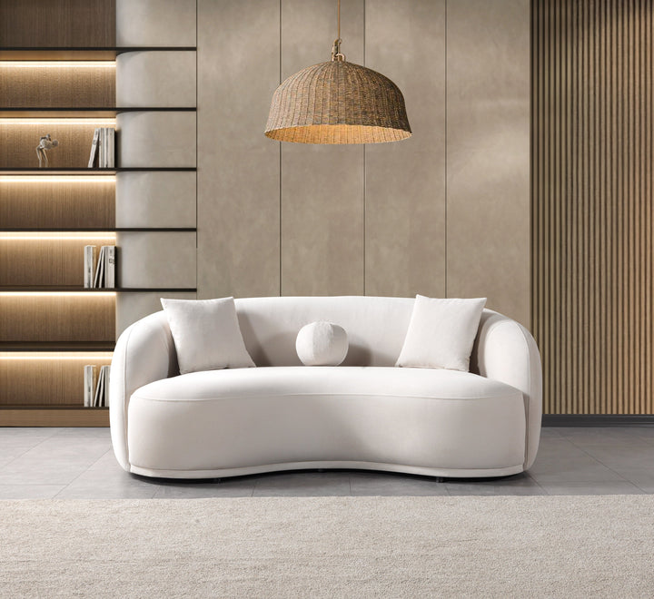 Bonita Ivory Velvet Sofa 91" &amp; Loveseat 81"