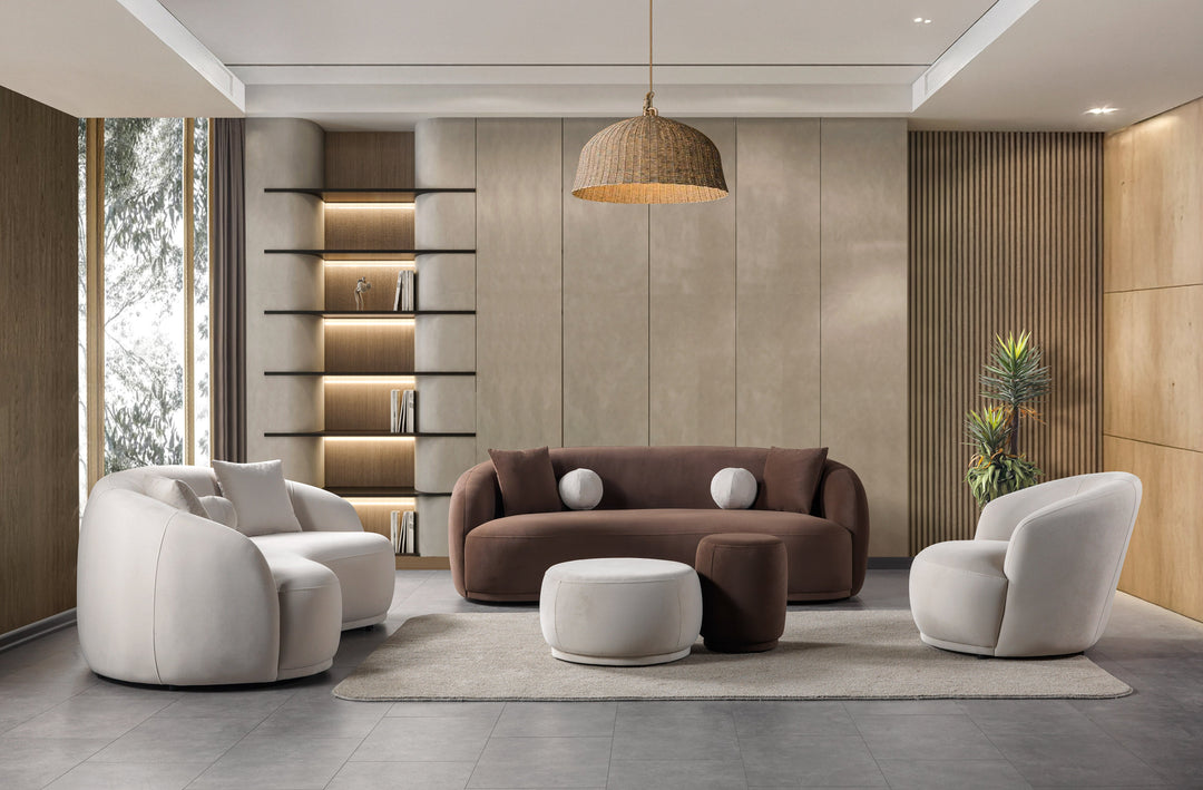 Bonita Ivory Velvet Sofa 91" &amp; Loveseat 81"