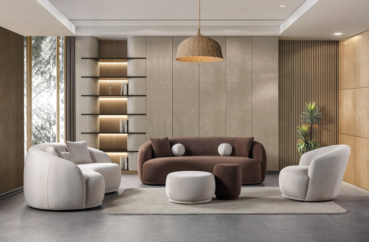 Bonita Ivory Velvet Sofa 91" &amp; Loveseat 81"