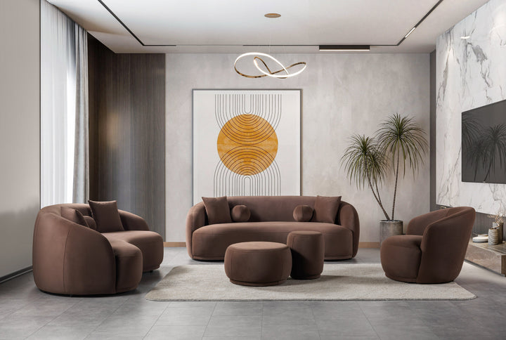 Bonita Coffee Velvet Sofa 91" &amp; Loveseat 81"