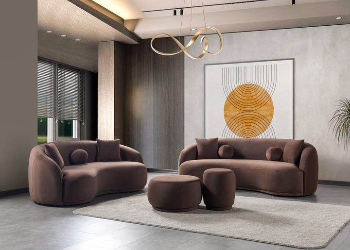 Bonita Coffee Velvet Sofa 91" &amp; Loveseat 81"