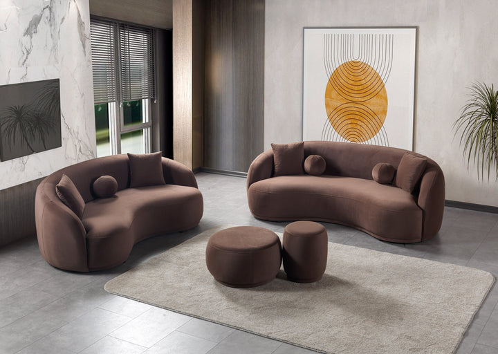 Bonita Coffee Velvet Sofa 91" &amp; Loveseat 81"