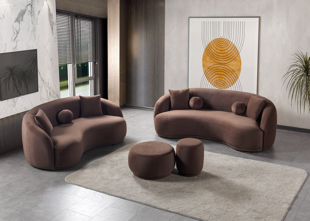 Bonita Coffee Velvet Sofa 91"