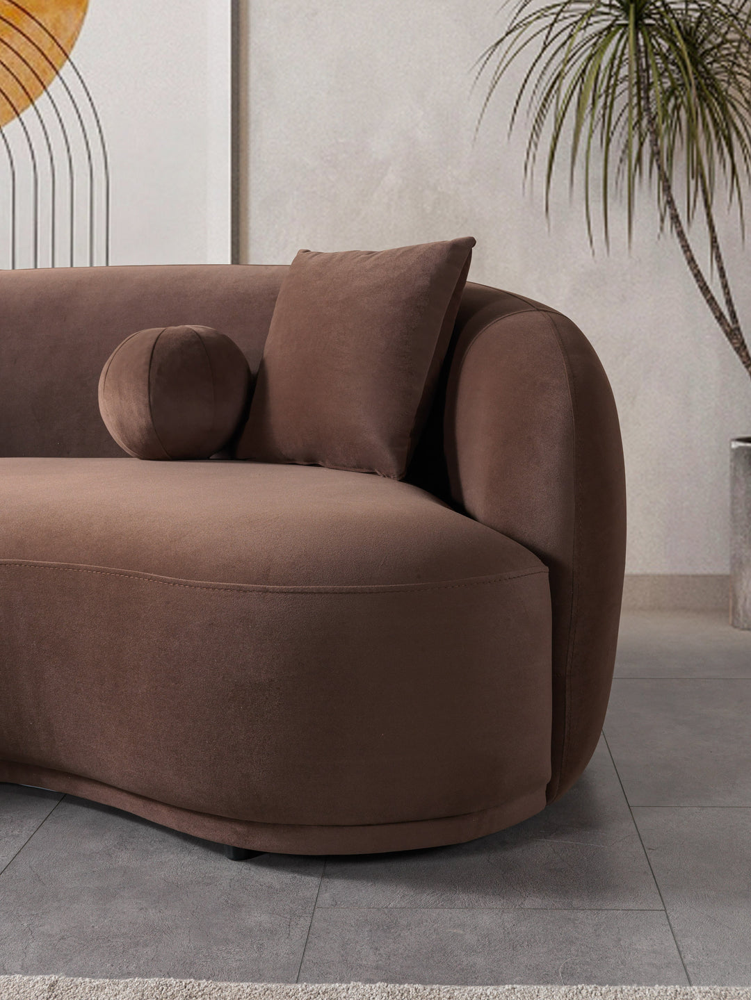 Bonita Coffee Velvet Sofa 91" &amp; Loveseat 81"