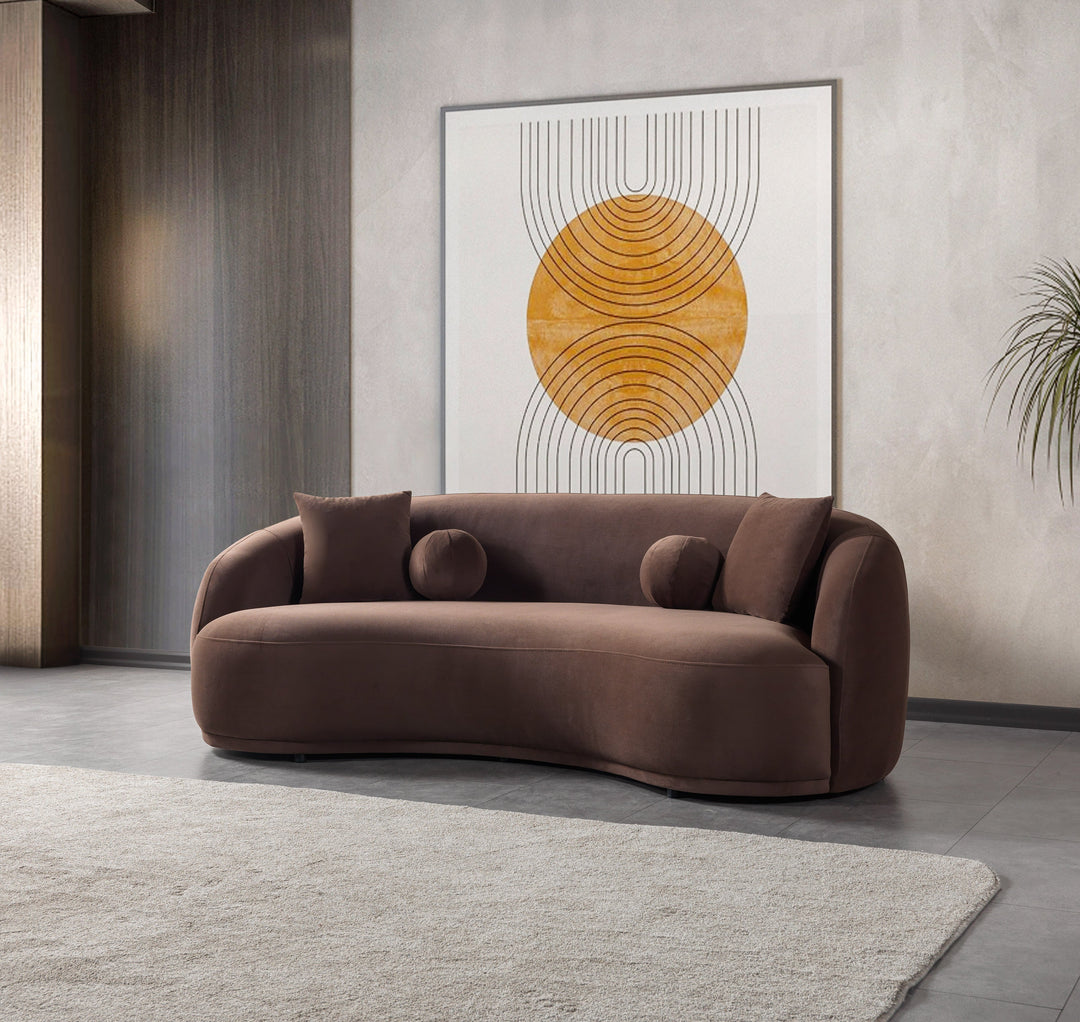 Bonita Coffee Velvet Sofa 91" &amp; Loveseat 81"