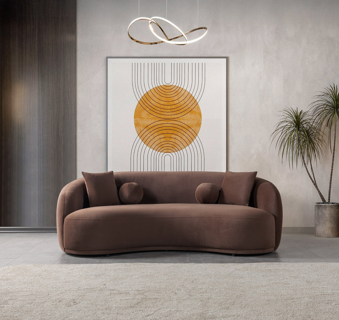 Bonita Coffee Velvet Sofa 91" &amp; Loveseat 81"