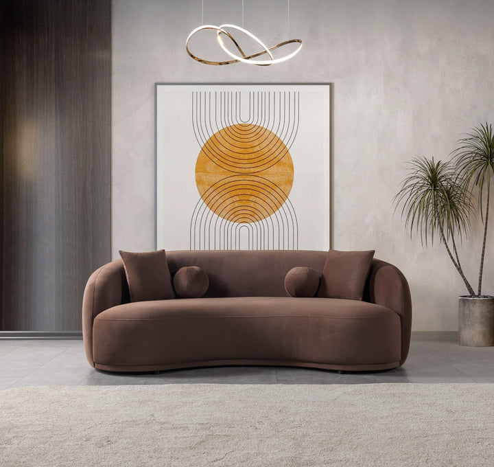 Bonita Coffee Velvet Sofa 91" &amp; Loveseat 81"