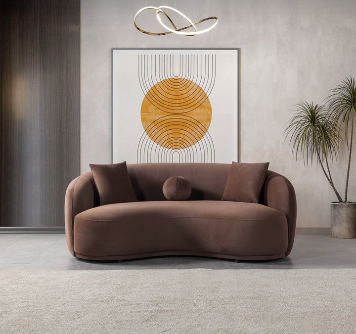 Bonita Coffee Velvet Sofa 91" &amp; Loveseat 81"