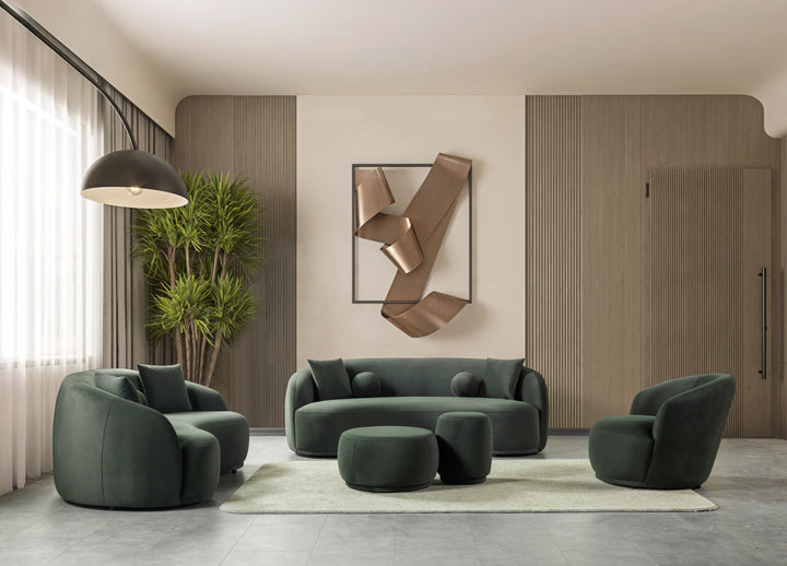 Bonita Green Velvet Sofa 91" &amp; Loveseat 81"