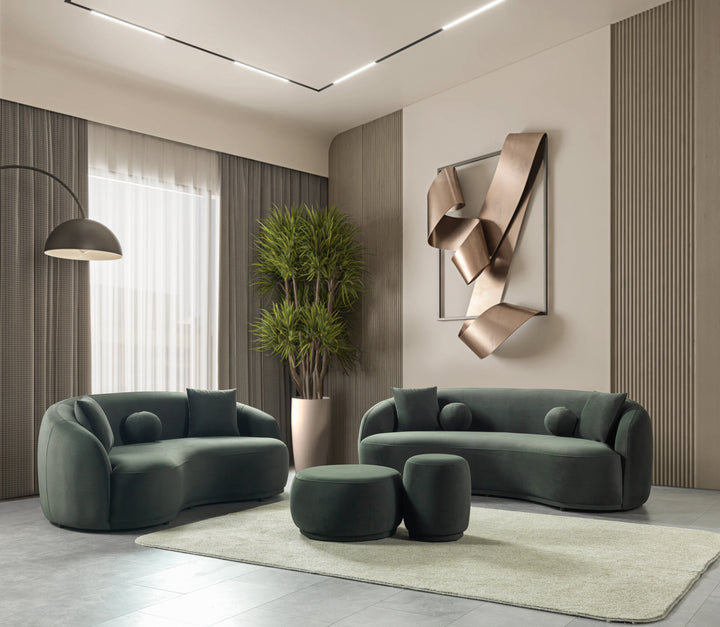 Bonita Green Velvet Loveseat 81"
