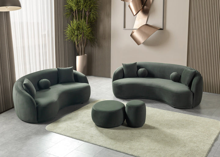 Bonita Green Velvet Sofa 91" &amp; Loveseat 81"