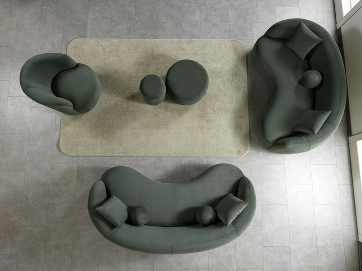 Bonita Green Velvet Sofa 91" &amp; Loveseat 81"