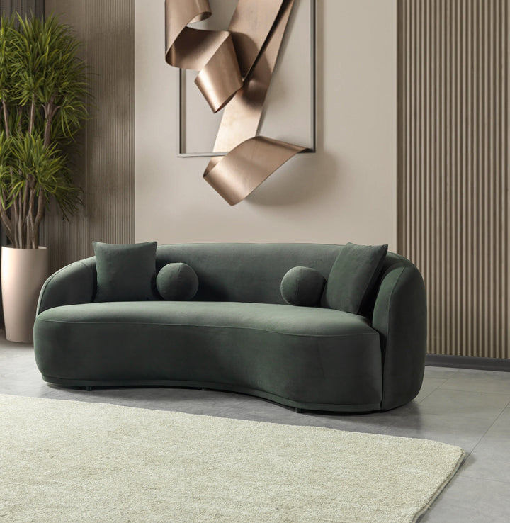 Bonita Green Velvet Sofa 91" &amp; Loveseat 81"