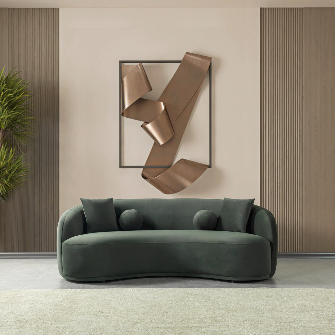 Bonita Green Velvet Sofa 91" &amp; Loveseat 81"